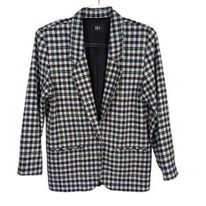 Vintage Tofy Blazer 6 Womens White Black Check Multicolor Made in USA